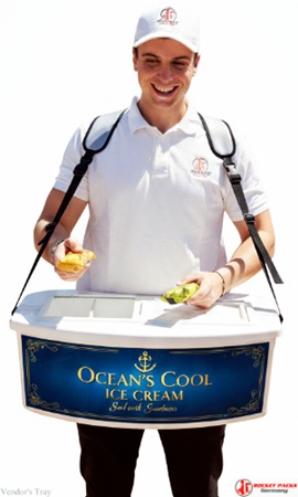 Mobile Coffee Dispenser Backpack serving fresh espresso at London outdoor festival, professional mobile vending solution for event marketing, POS communication, shopper activation, and live event brand experience.