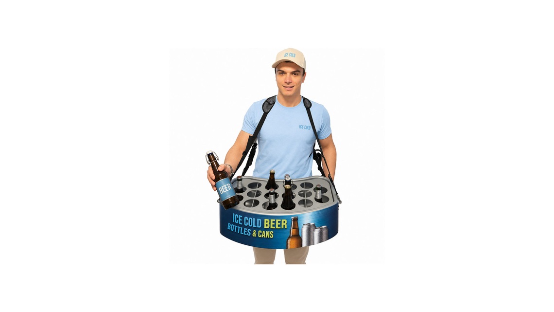 Multiple promoters with mobile coffee backpack systems providing fast hot beverage service at a large outdoor gathering.