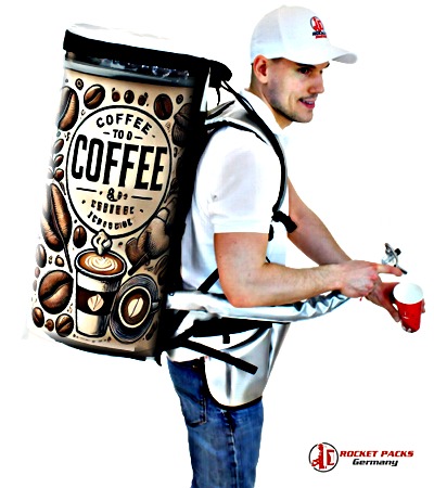 Outdoor Coffee Backpack serving Affogato in Lisbon open air concert, driving sales incentives, personal promotion, shopper orientation, and retail marketing content at popular live events.