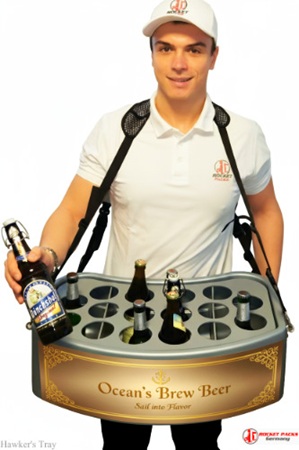 Portable Cappuccino Coffee Backpack at Berlin Christmas Market, ideal for POS sampling, on-the-go coffee tasting, catering concept, and customer engagement during holiday promotions.